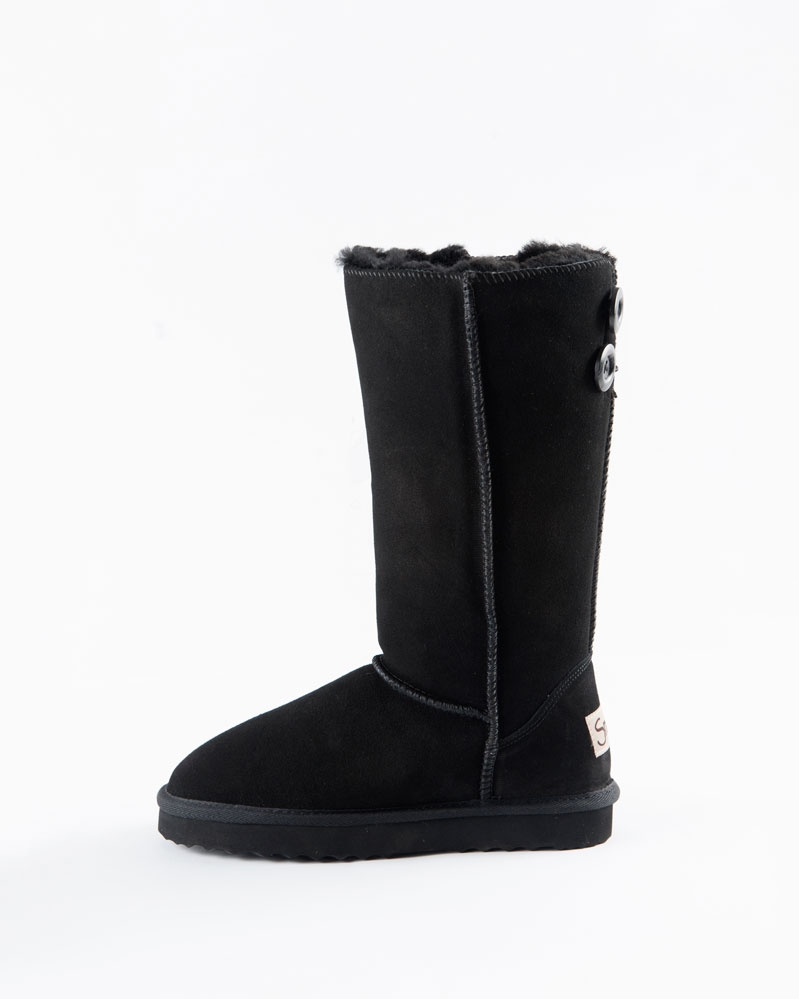 Classic Black Sheepskin Tall Button Boot