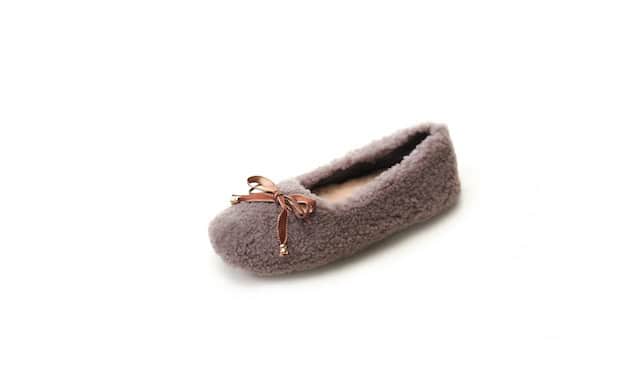 Ladies Sheepskin Ballet Pump - Brown