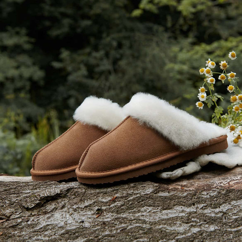 Chestnut Classic Ladies Sheepskin Slippers - side view