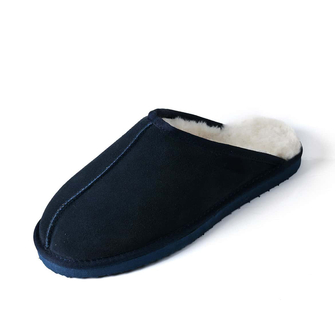 Snow Paw Men's Navy Classic Sheepskin Slippers