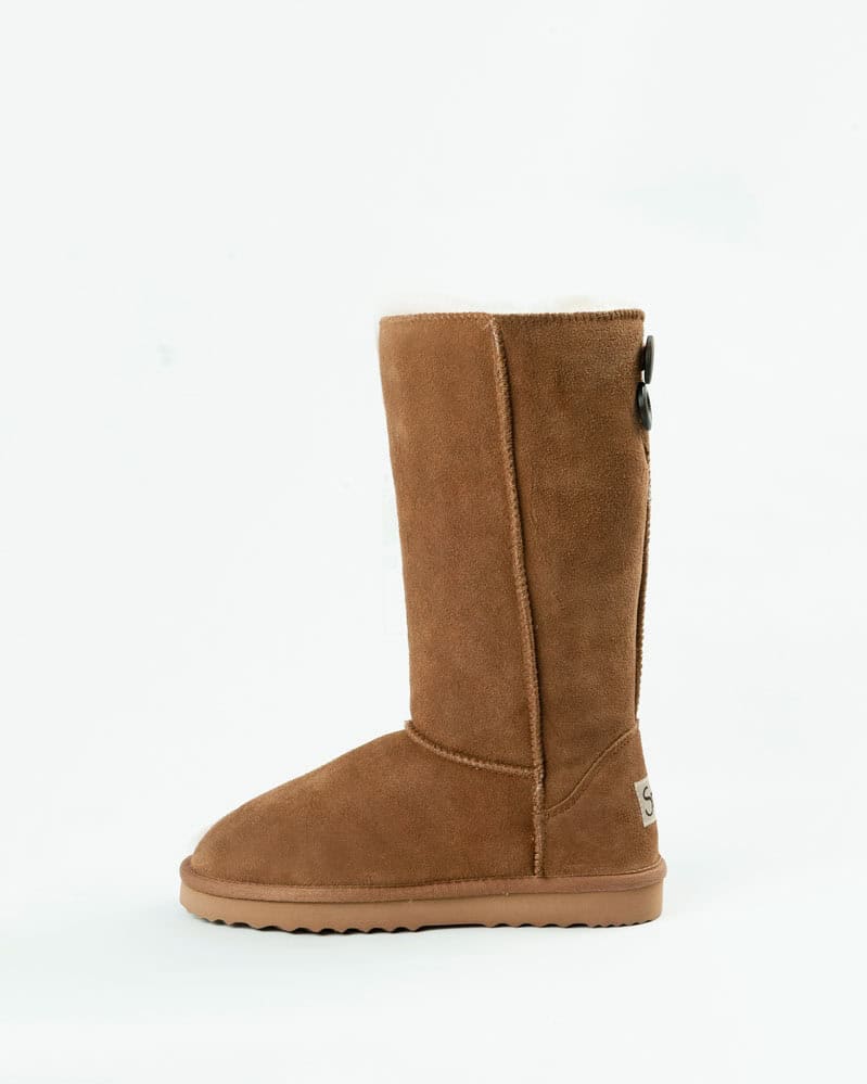 Classic Chestnut Sheepskin Tall Button Boot